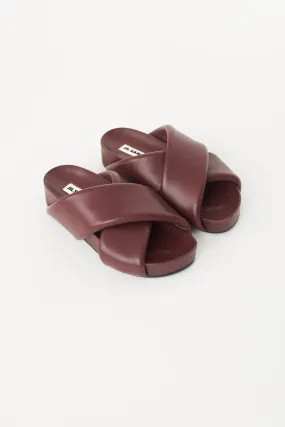 Burgundy Padded Leather Strap Sandal