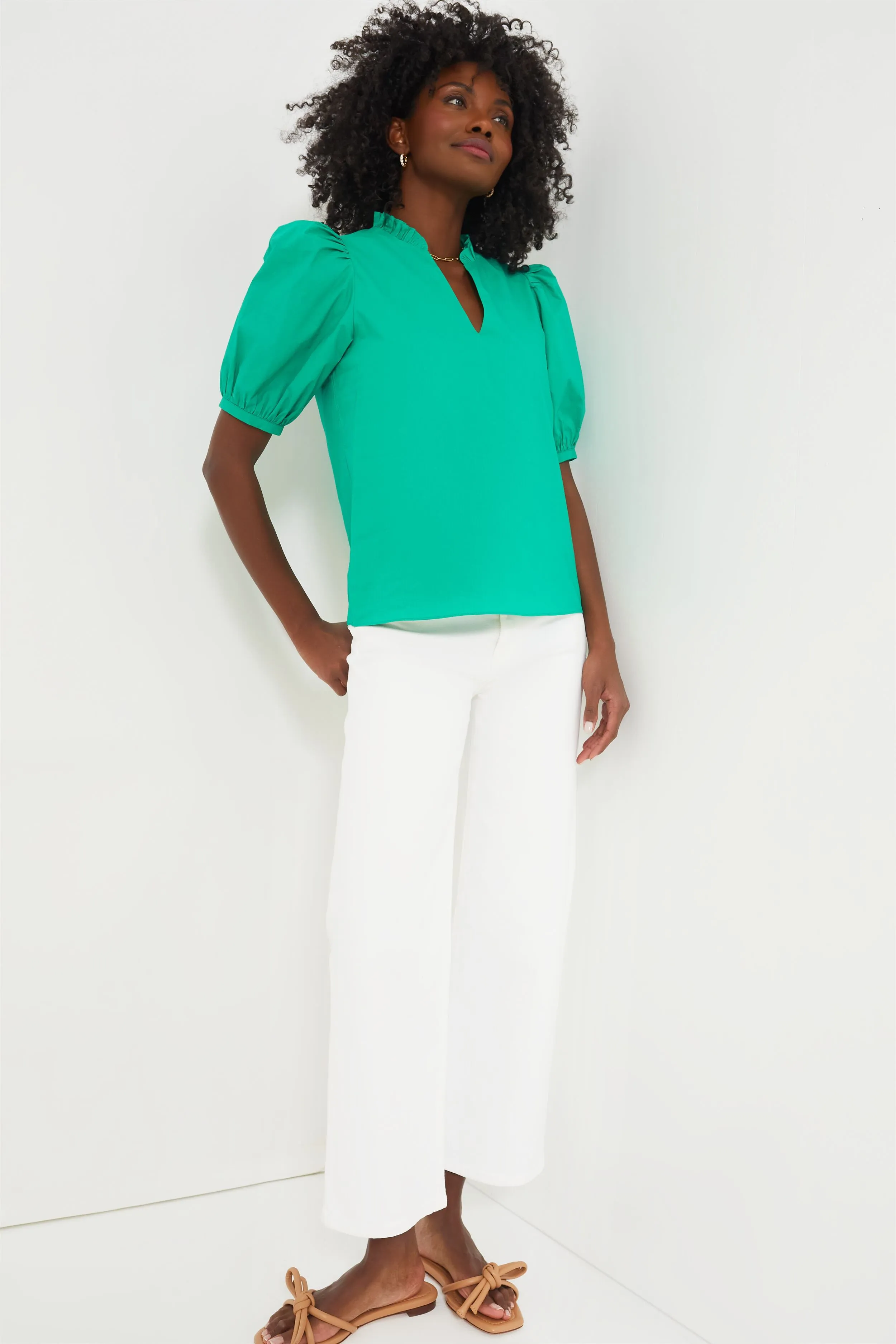 Kelly Green Ruffle Leigh Blouse