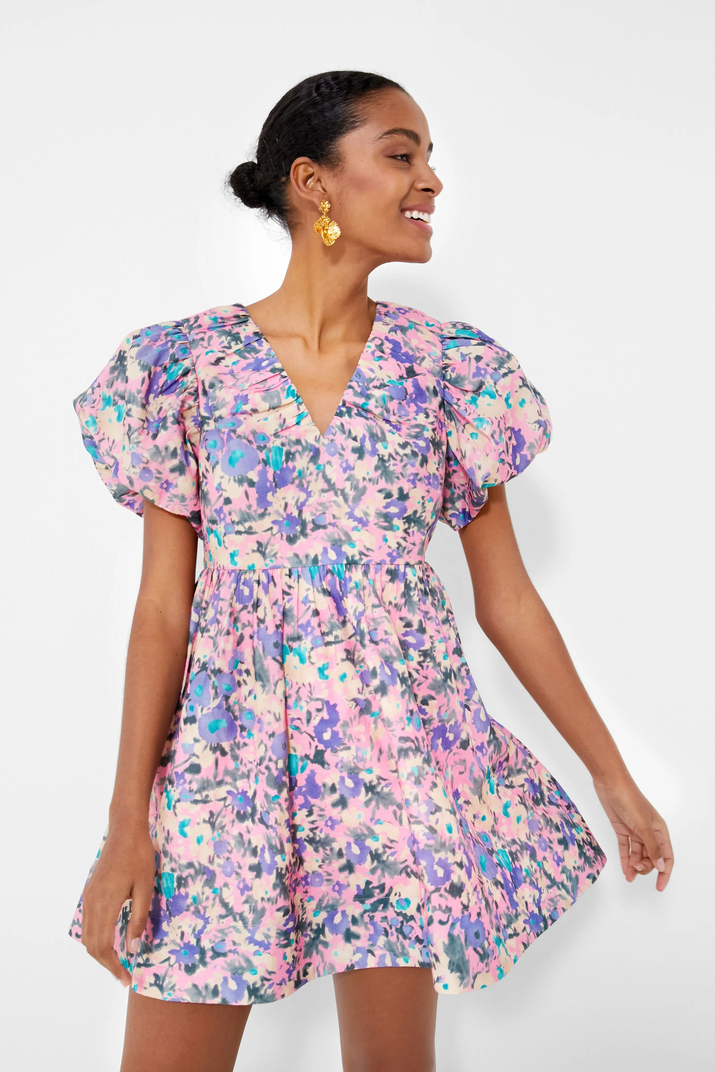 Pink Floral Sheila Mini Dress
